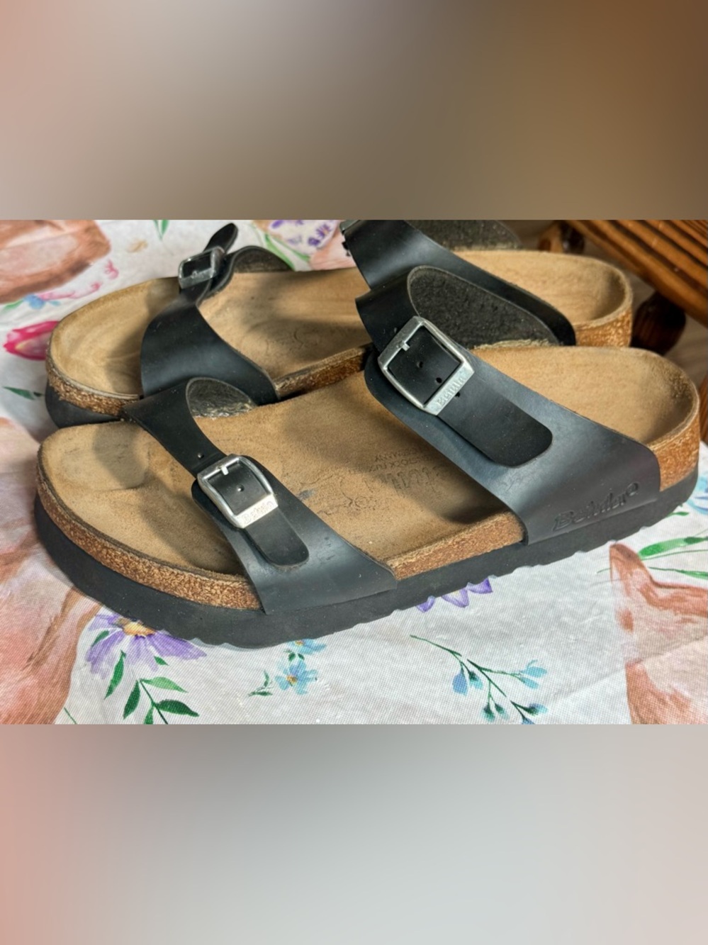 Birkenstock betula double black strap; size 40 (9-9.5)